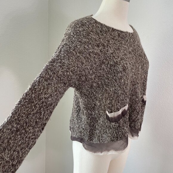 Viviana Uchitel Womens Small 100% Wool Pocket Sweater Long Sleeve Knit Top - Picture 3 of 13